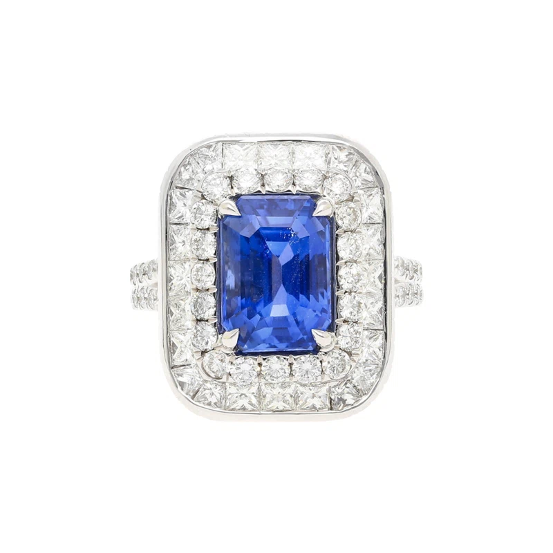White Gold, 6.26ct Burmese Sapphire and Diamond Ring