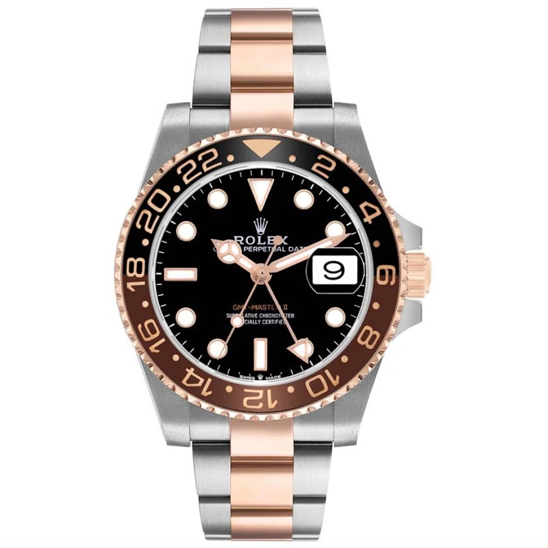 GMT-Master II 'Root Beer' (Reference 126711CHNR). A 40mm rose gold stainless steel automatic wristwatch with date and dual time. 2023