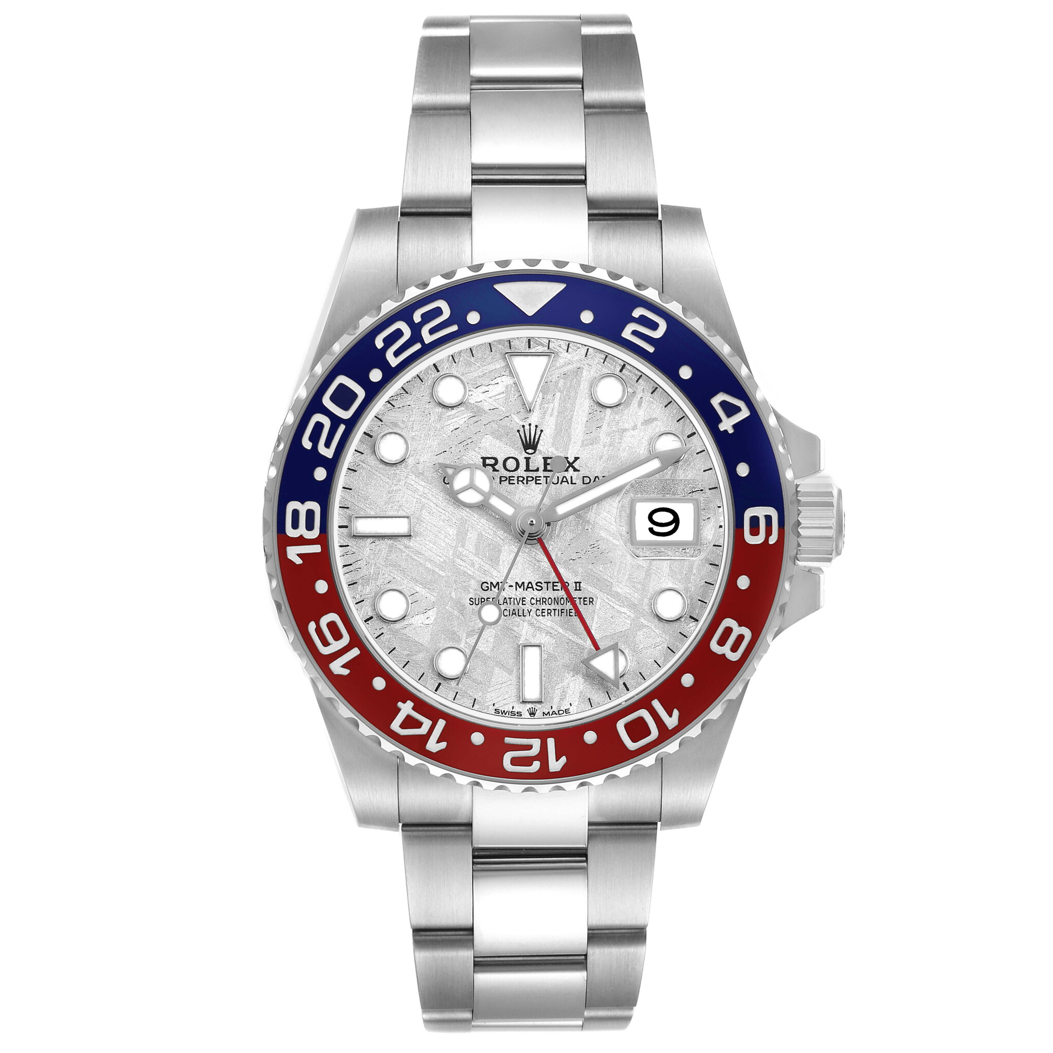 GMT-Master II 'Pepsi' Meteorite Dial (Reference 126719BLRO). A 40mm white gold automatic wristwatch with date and dual time. 2020 — view 1