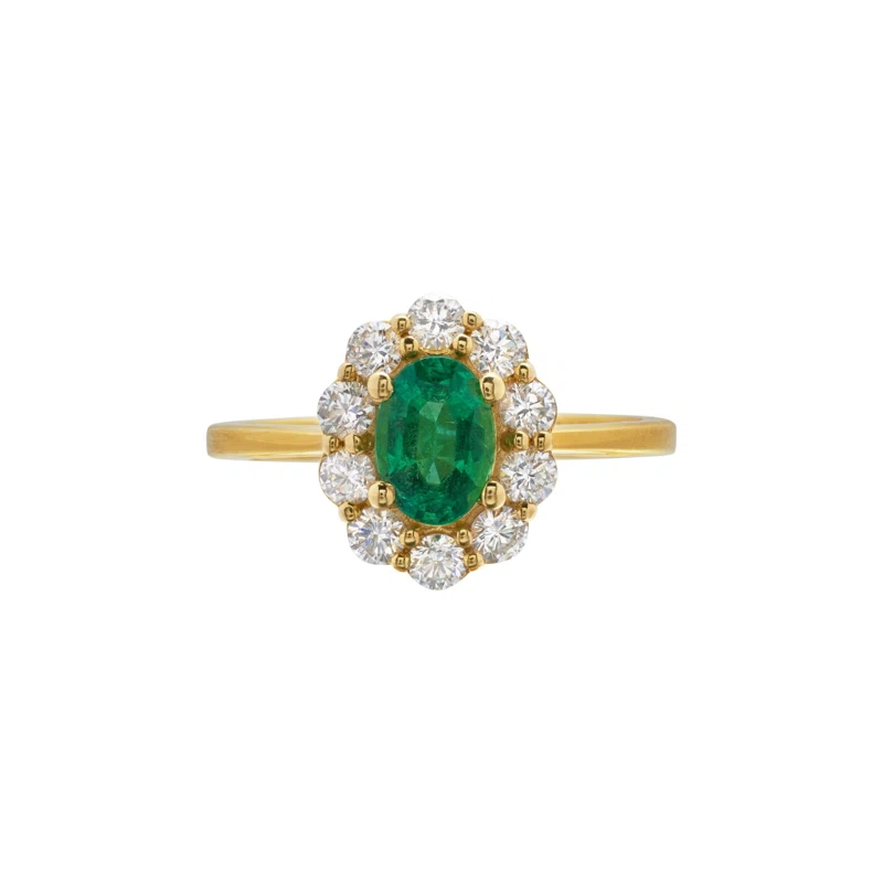 Gold, 0.65ct Emerald and Diamond Ring
