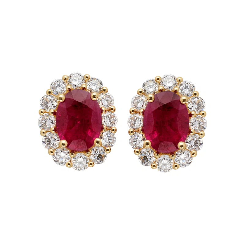Gold, 1.70ctw Ruby and Diamond Stud Earrings 