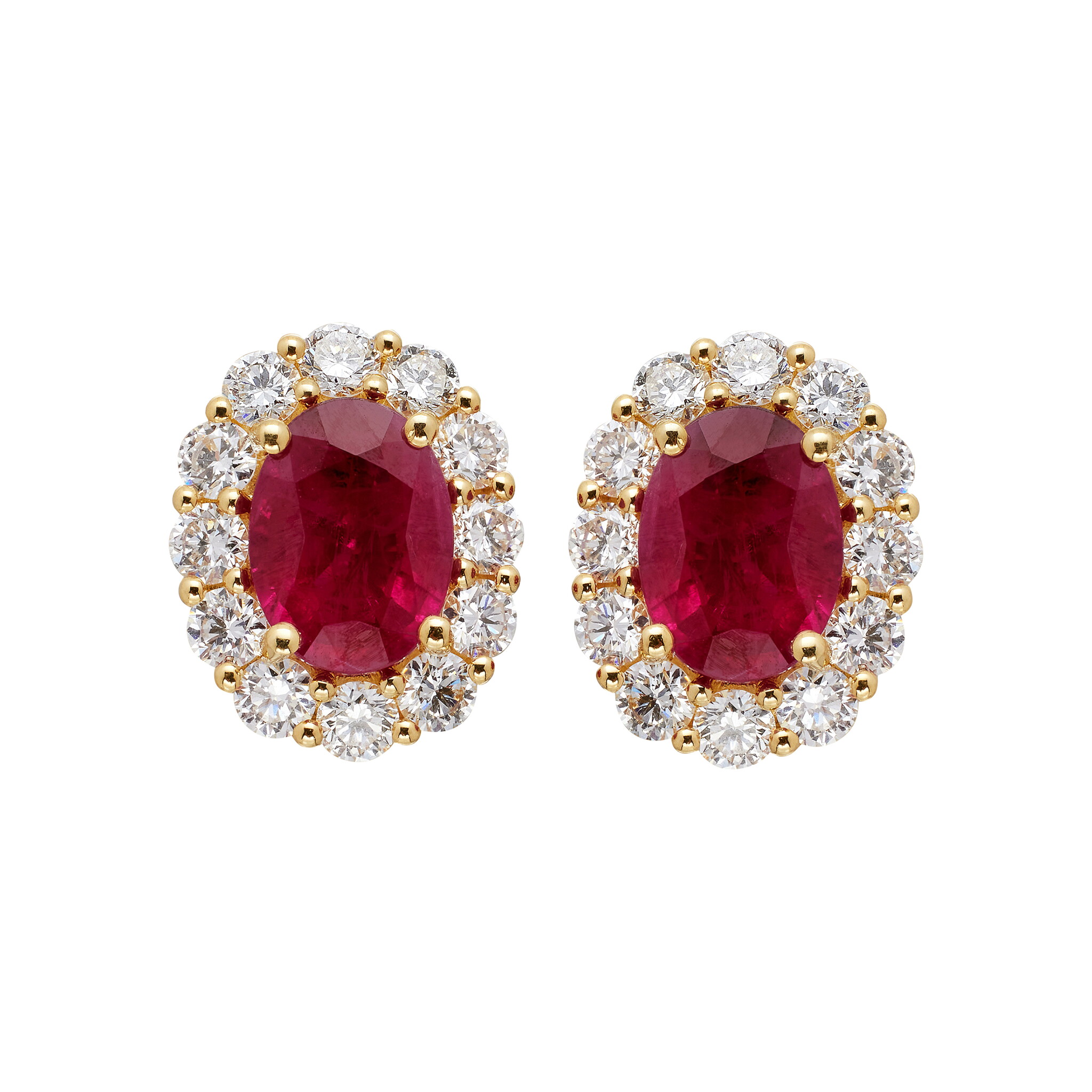 Gold, 1.70ctw Ruby and Diamond Stud Earrings  — view 1