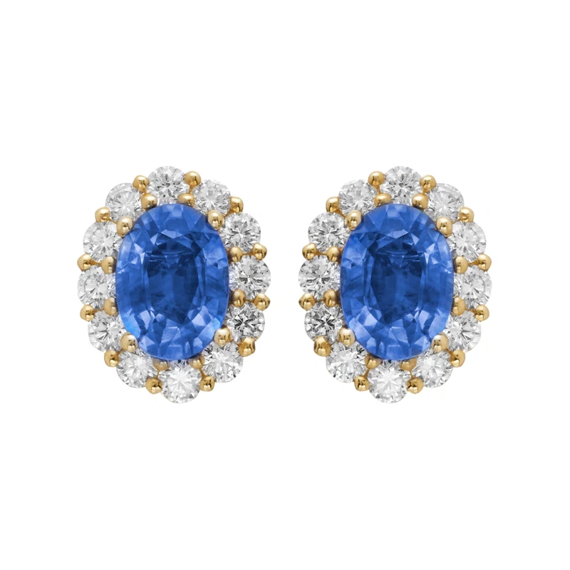 Gold, 1.60ctw Sapphire and Diamond Stud Earrings