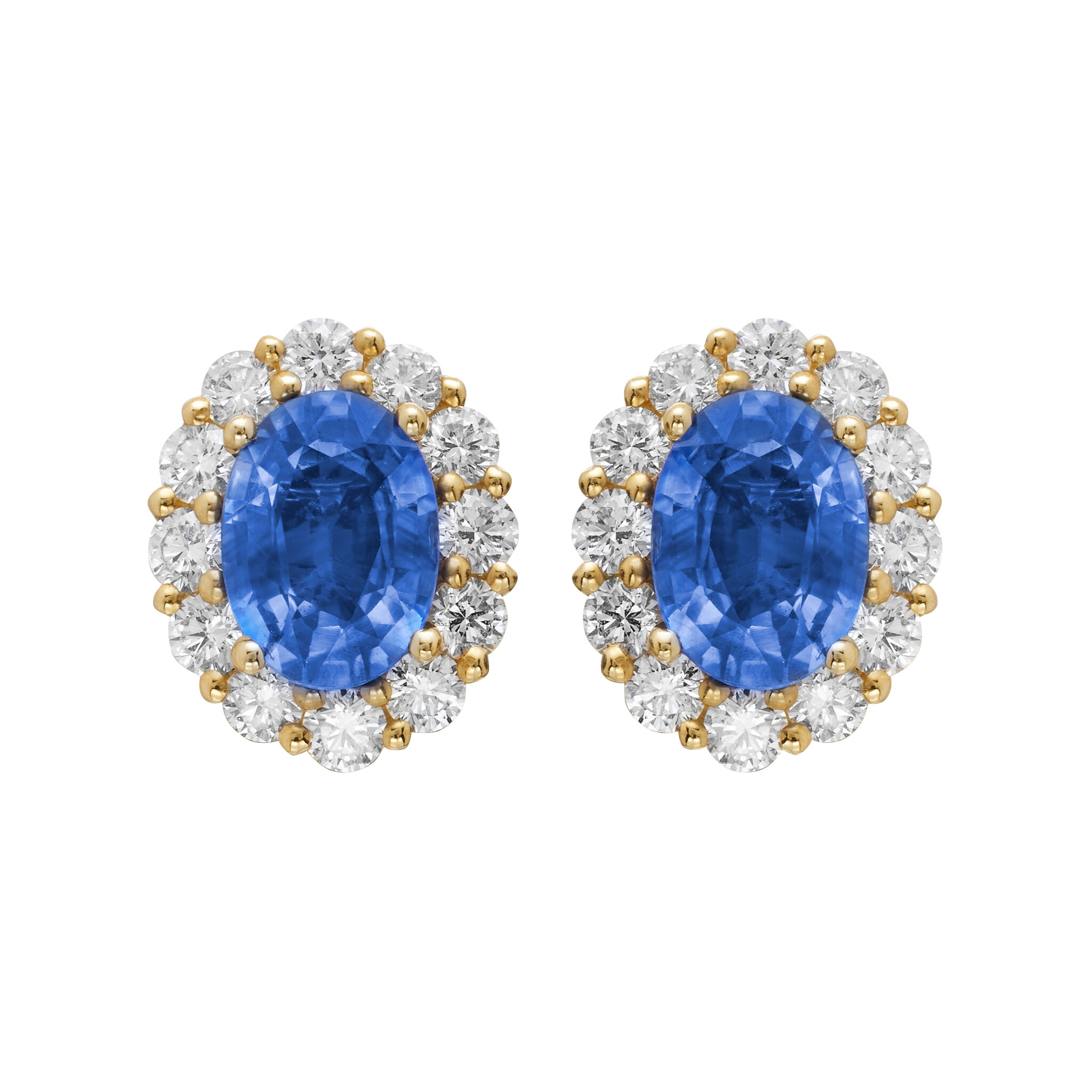 Gold, 1.60ctw Sapphire and Diamond Stud Earrings — view 1