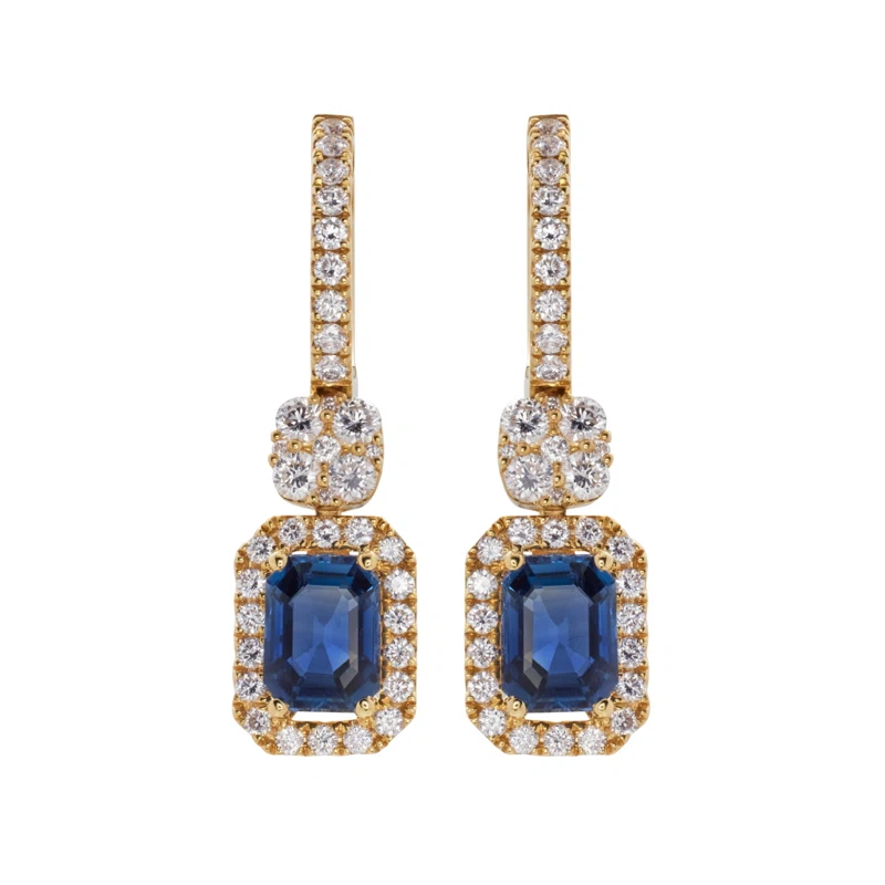 Gold, 1.75ctw Sapphire and Diamond Drop Earrings