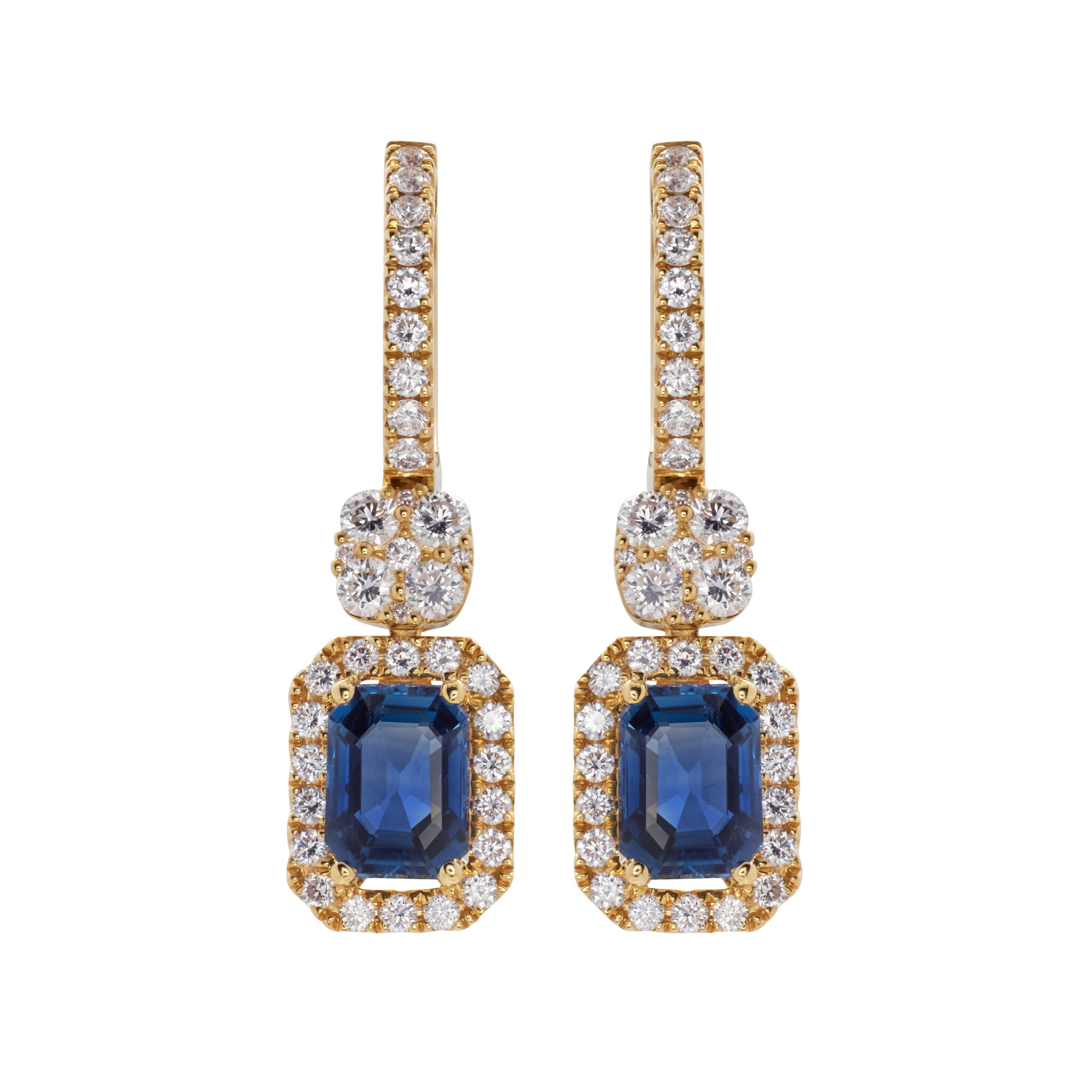 Gold, 1.75ctw Sapphire and Diamond Drop Earrings — view 1
