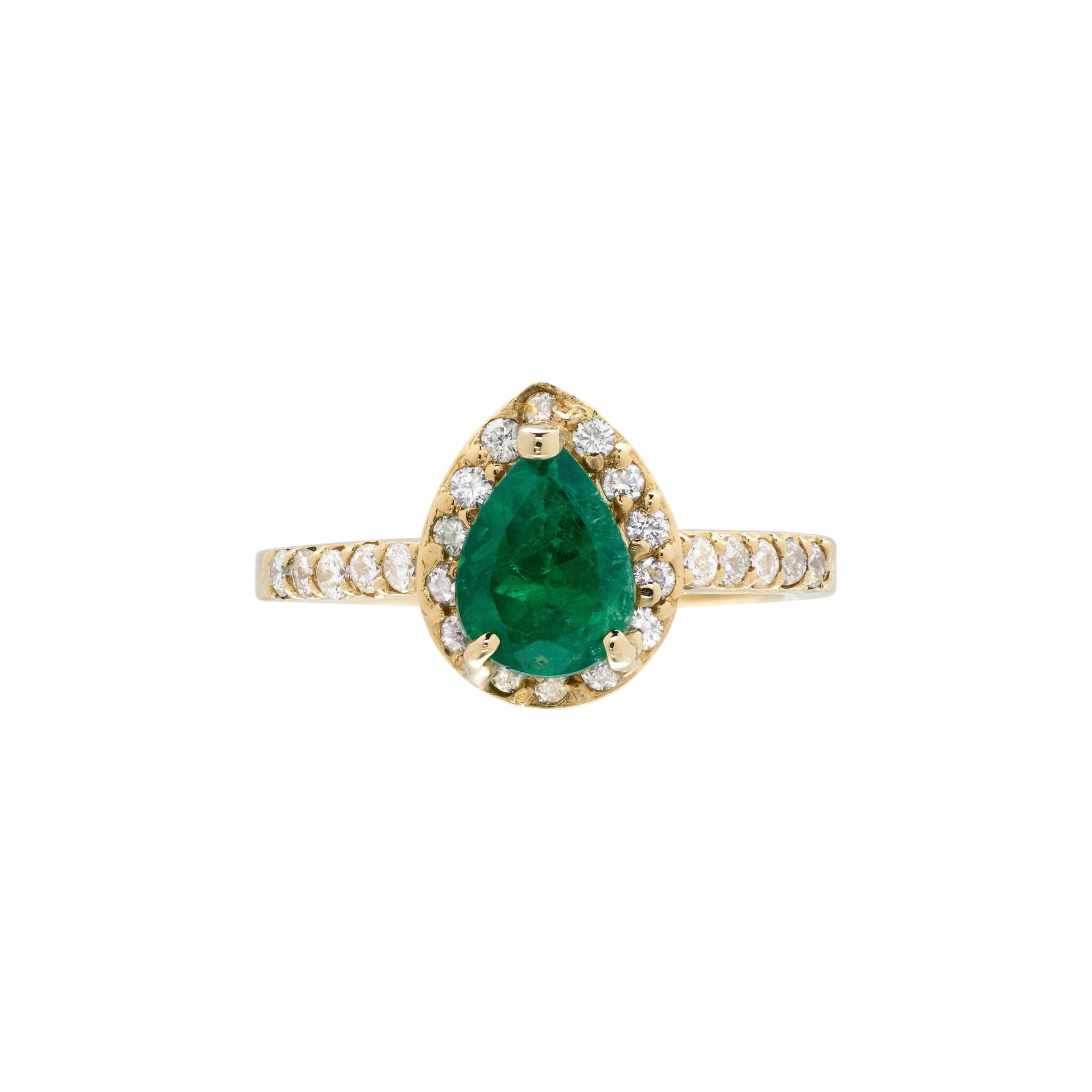 Gold, 1.05ct Emerald and Diamond Ring — view 1