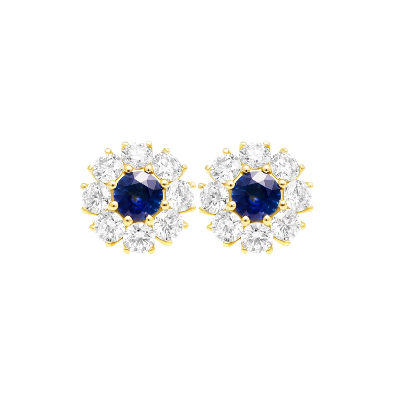 Gold, 1.25ctw Sapphire and Diamond Stud Earrings