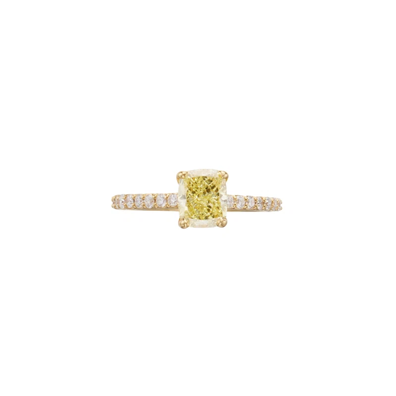 Gold, 1.42ct Fancy Intense Yellow Diamond and Diamond Ring