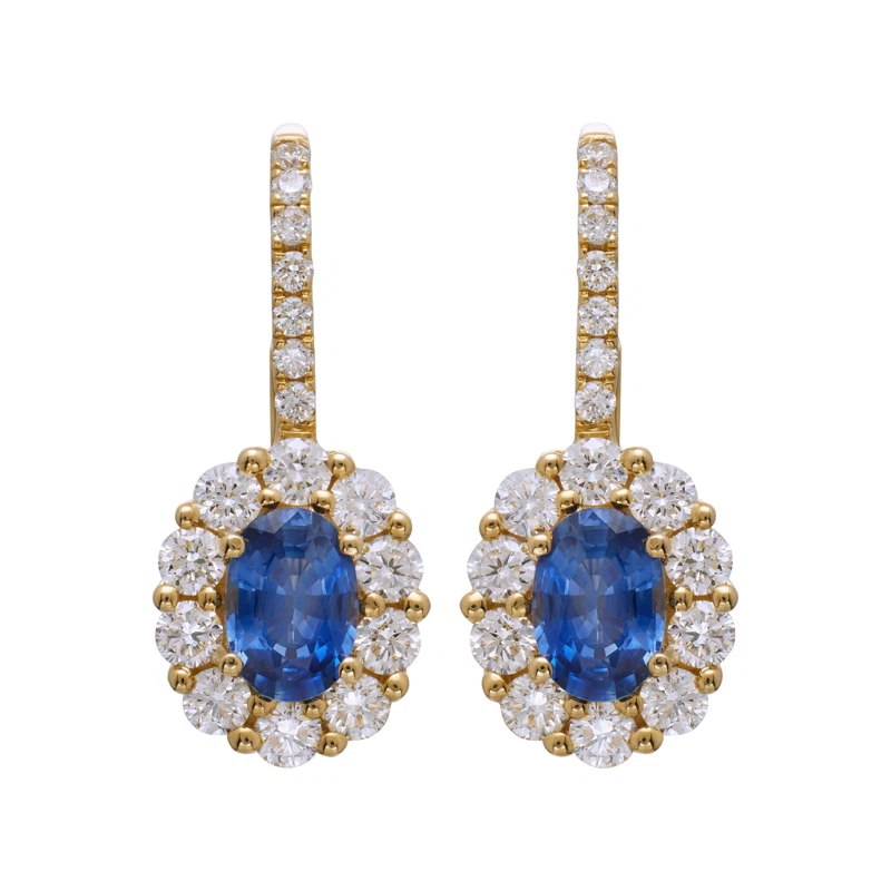 Gold, 1.95ctw Sapphire and Diamond Drop Earrings