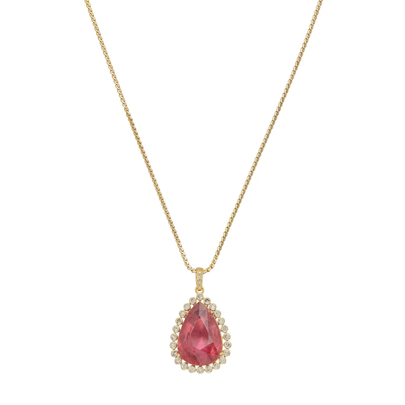 Gold, 16.25ct Tourmaline and Diamond Pendant Necklace