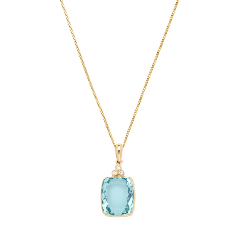 Gold, 20.00ct Aquamarine and Diamond Pendant Necklace
