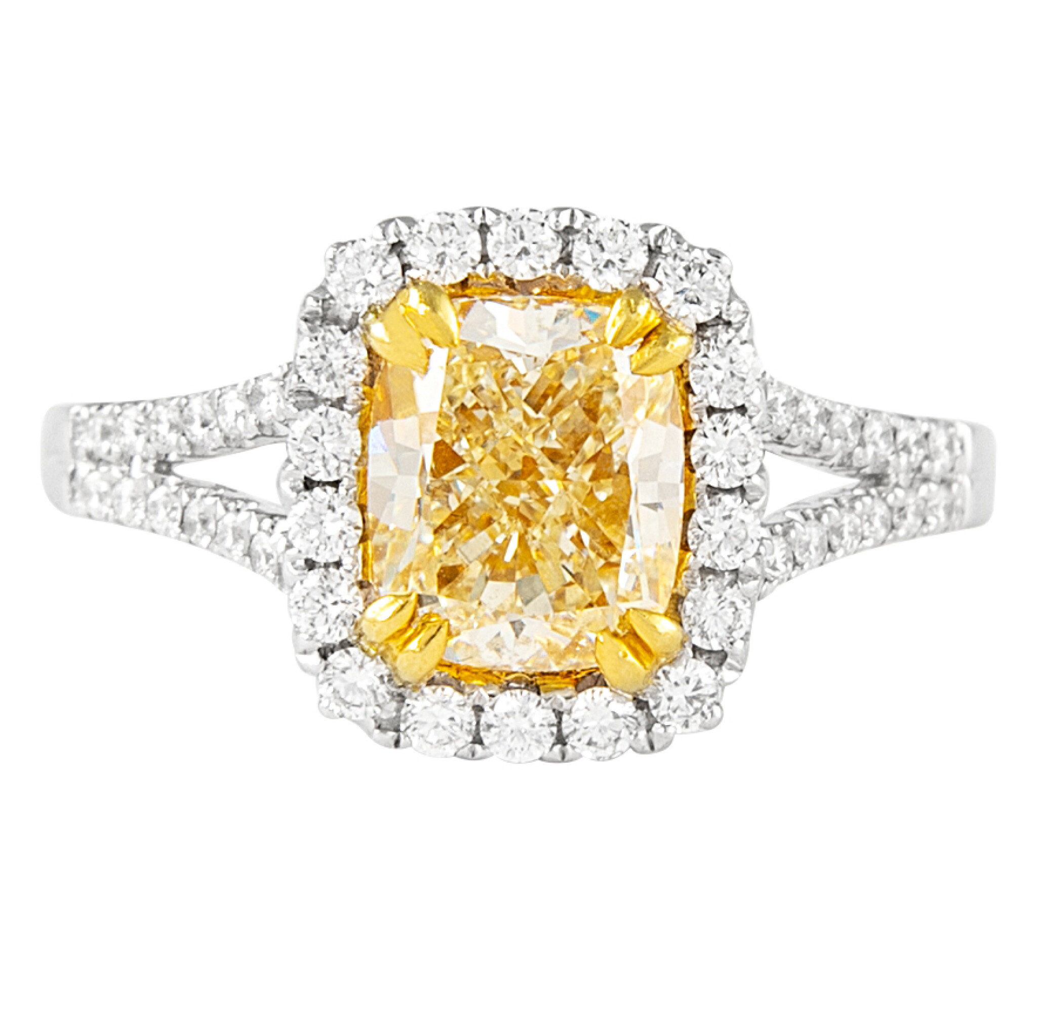 Gold, 2.01ct Fancy Intense Yellow Diamond and Diamond Ring — view 1