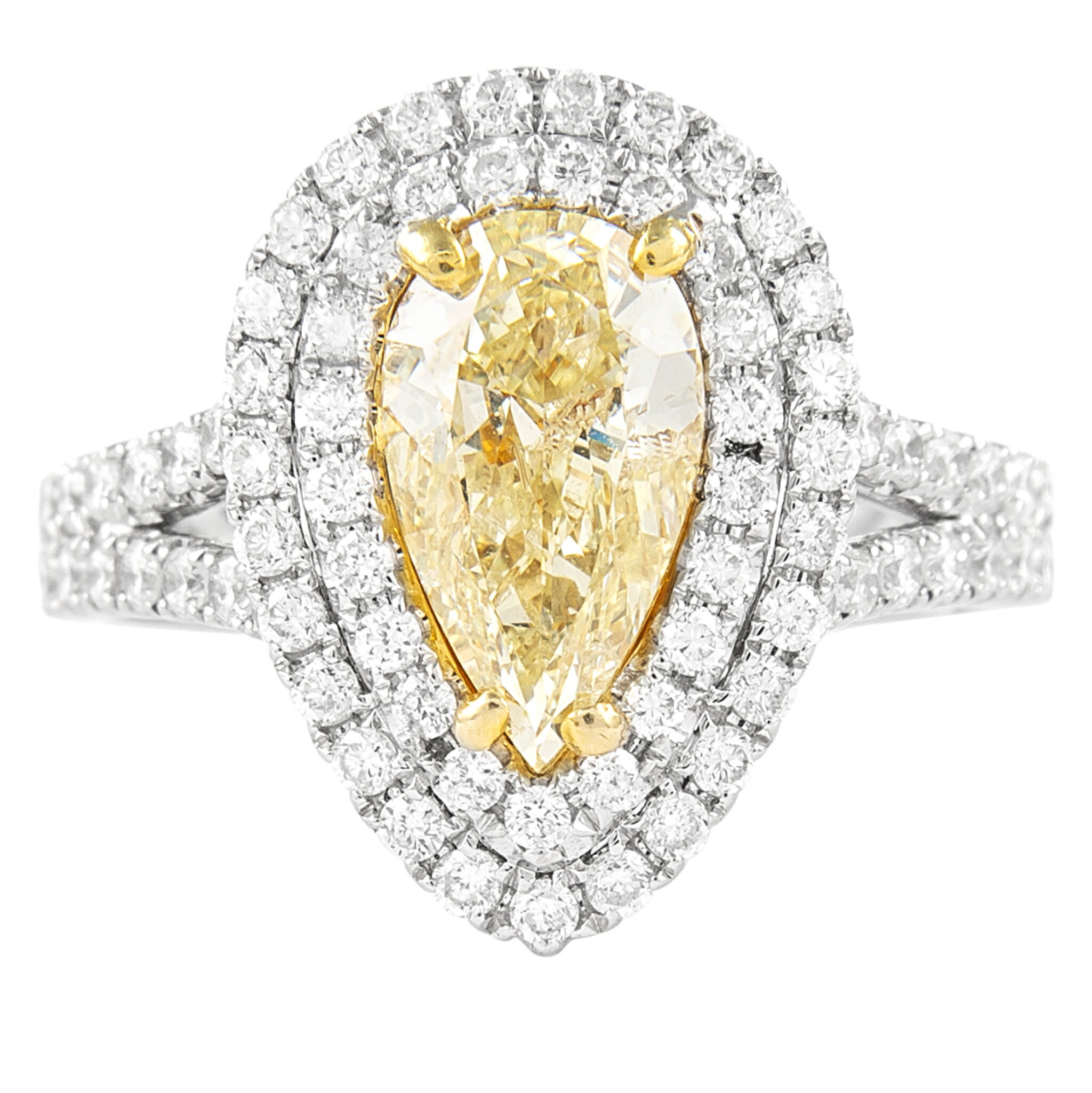 Gold, 2.04ct Fancy Yellow Diamond and Diamond Ring — view 1