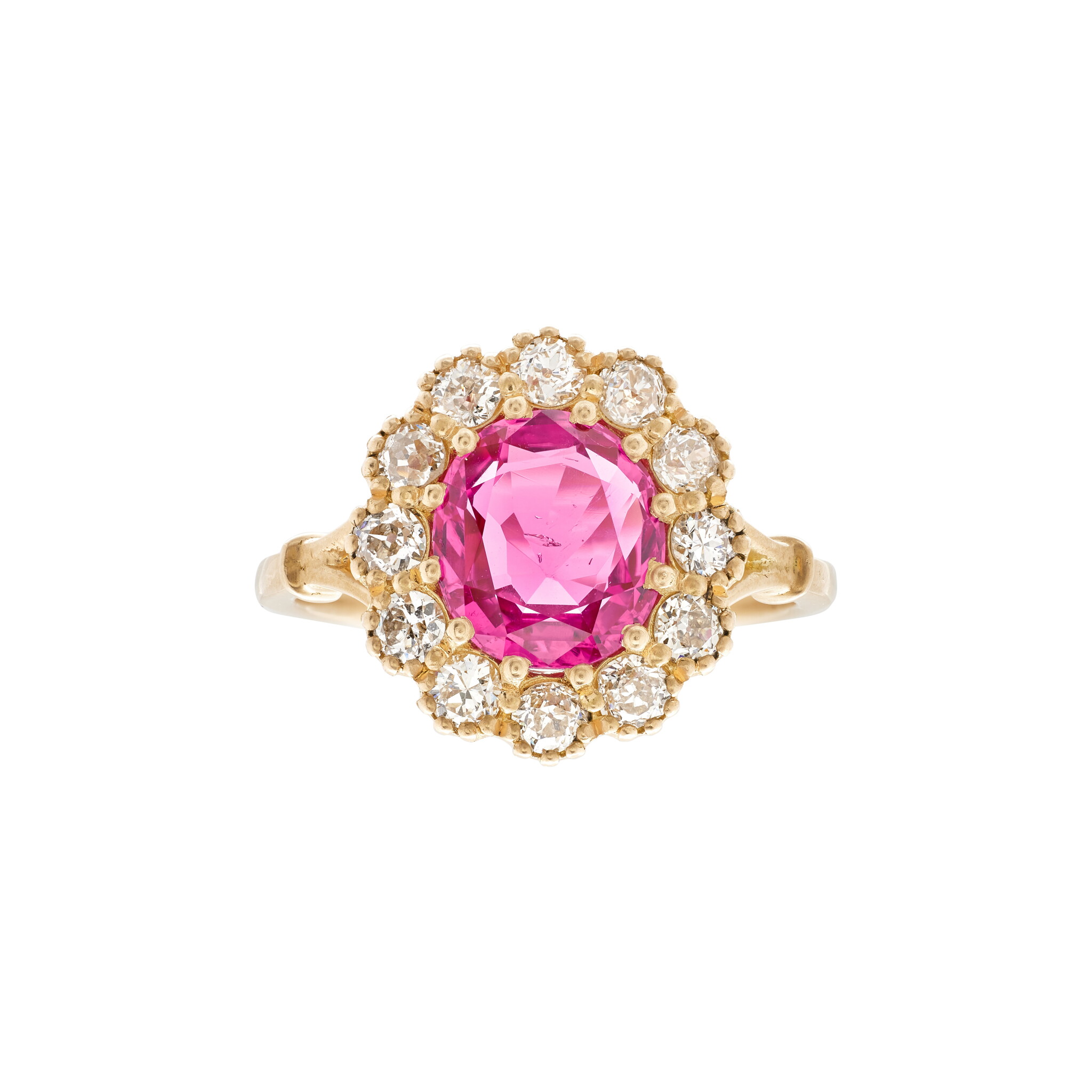Gold, 2.47ct Burmese Pink Sapphire and Diamond Ring — view 1