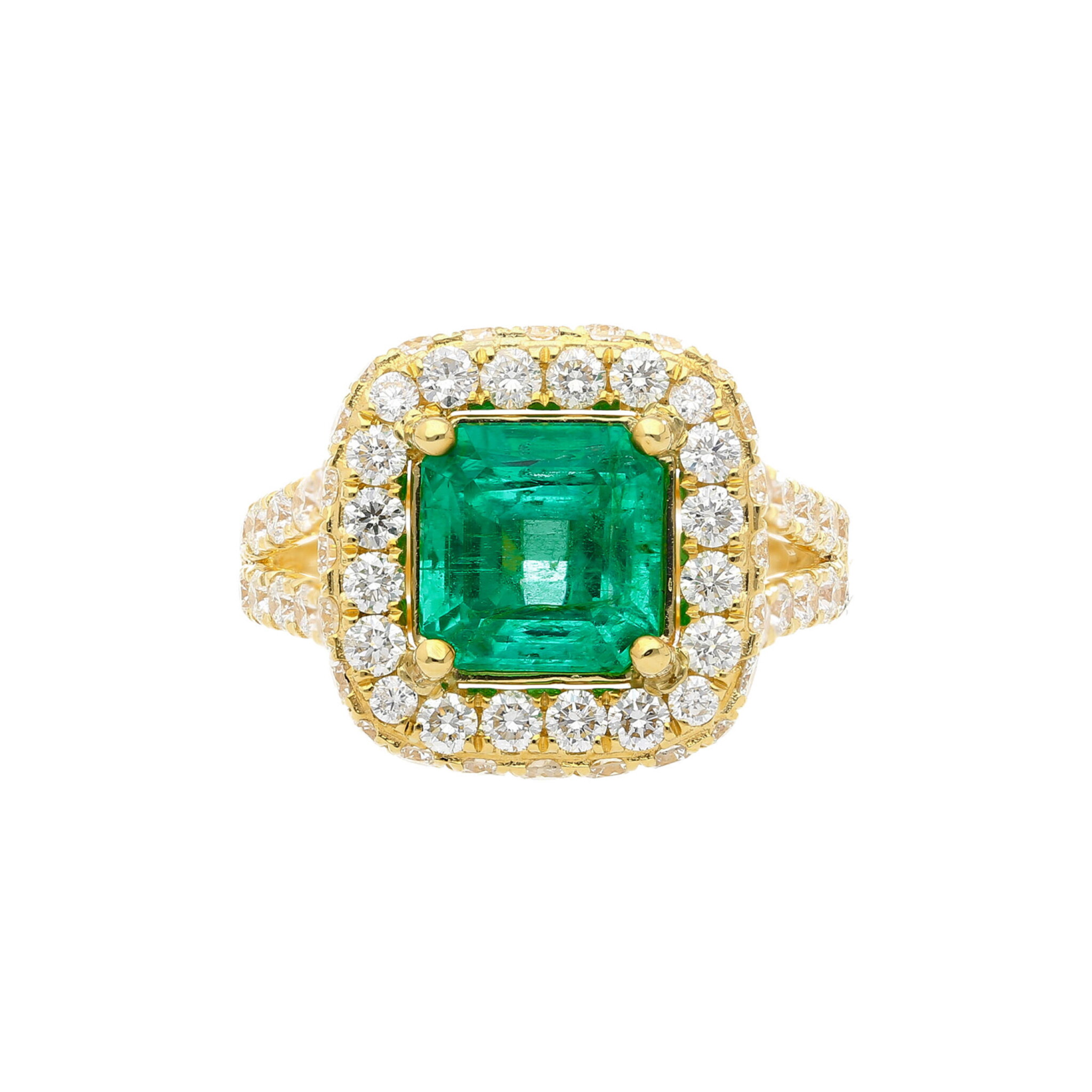 Gold, 2.66ct Colombian Emerald and Diamond Ring — view 1