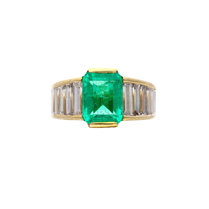 Gold, 3.20ct Colombian Emerald and Diamond Ring
