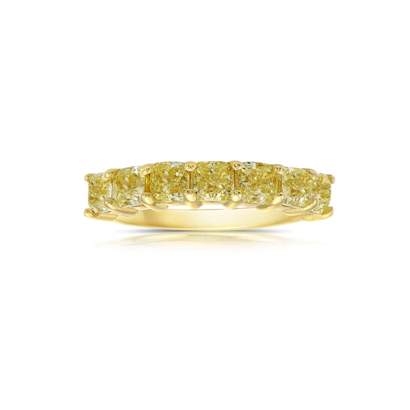 Gold, 3.45ctw Radiant Cut Yellow Diamond Half Eternity Band Ring
