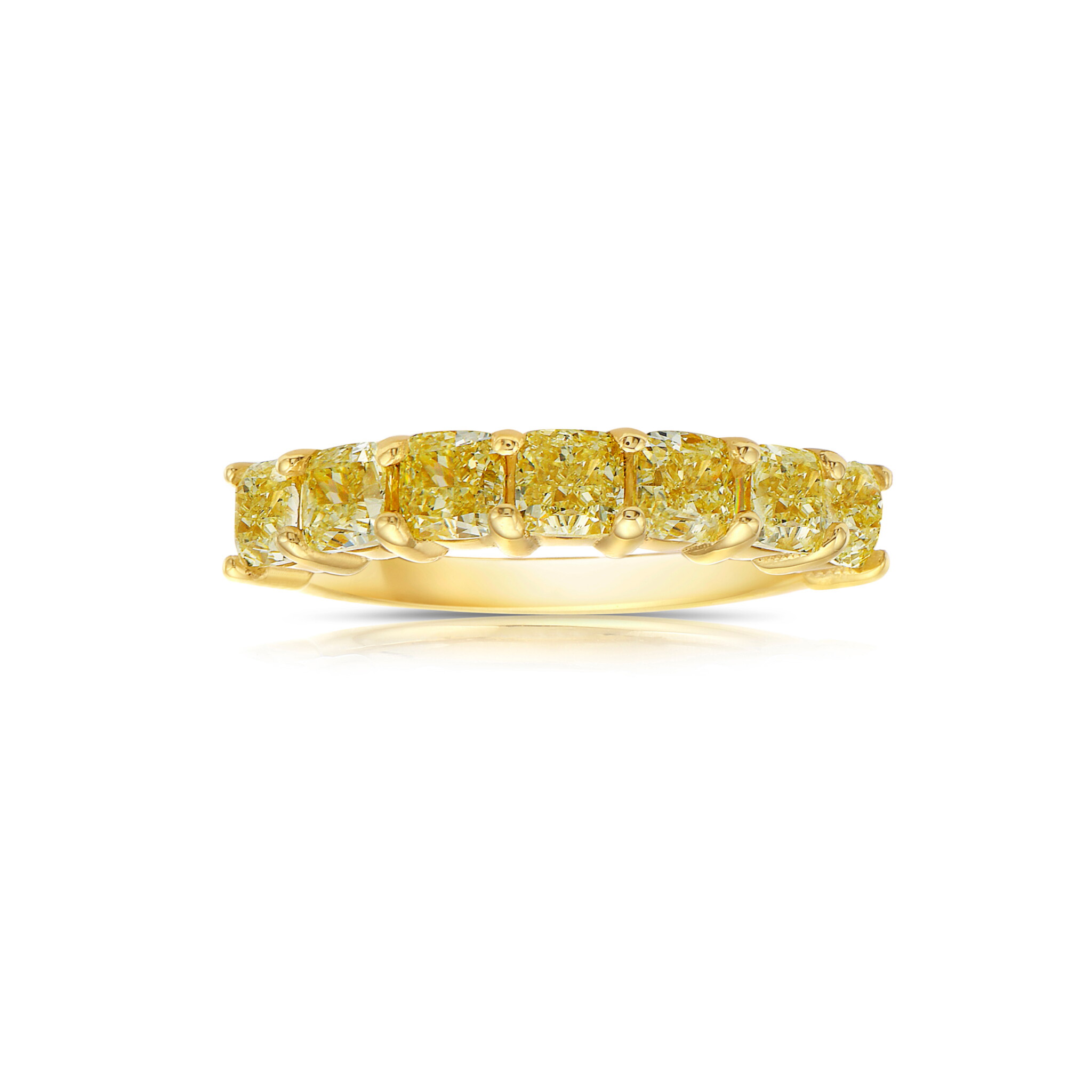 Gold, 4.30ctw Radiant Cut Yellow Diamond Half Eternity Band — view 1