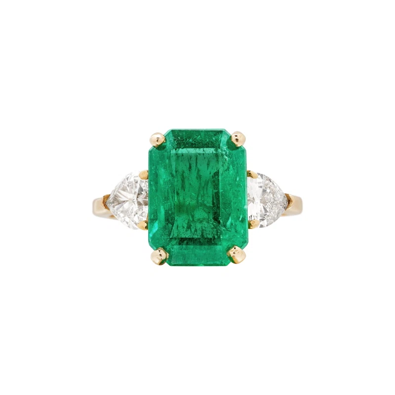 Gold, 5.05ct Zambian Emerald and Diamond Ring