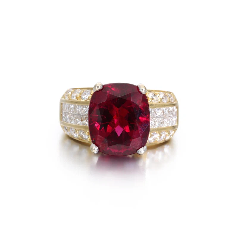 Gold, 8.65ct Rubellite Tourmaline and Diamond Ring