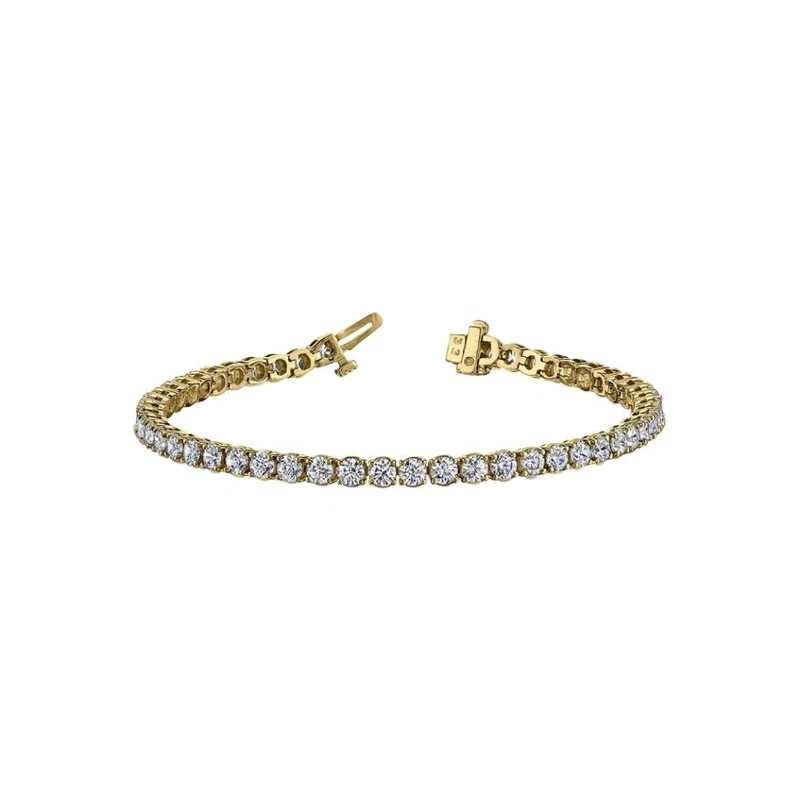 Gold and 11.10ctw Round Brilliant Cut Diamond Tennis Bracelet