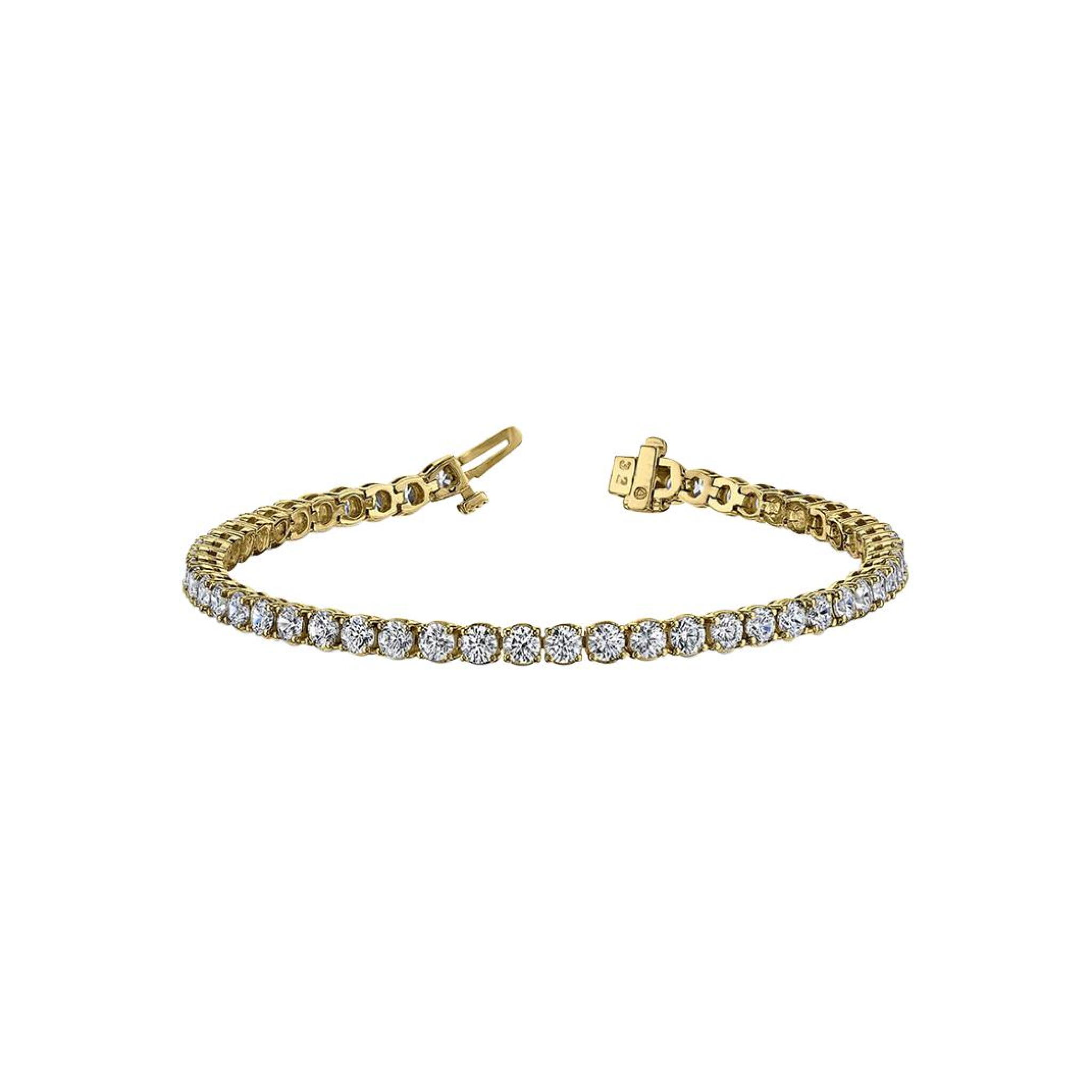 Gold and 11.10ctw Round Brilliant Cut Diamond Tennis Bracelet — view 1