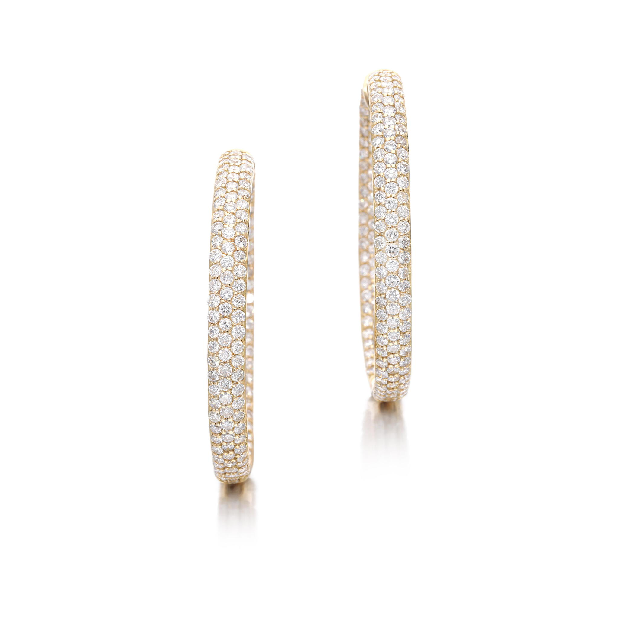 Gold and 11.25ct Diamond Hoop Earrings — view 1