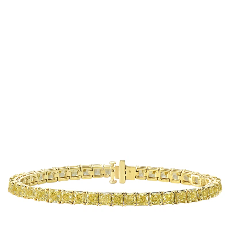 Gold and 14.37ct Cushion Cut Yellow Diamond Tennis Bracelet