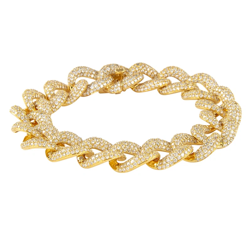 Gold and 11.35ct Diamond Cuban Link Bracelet