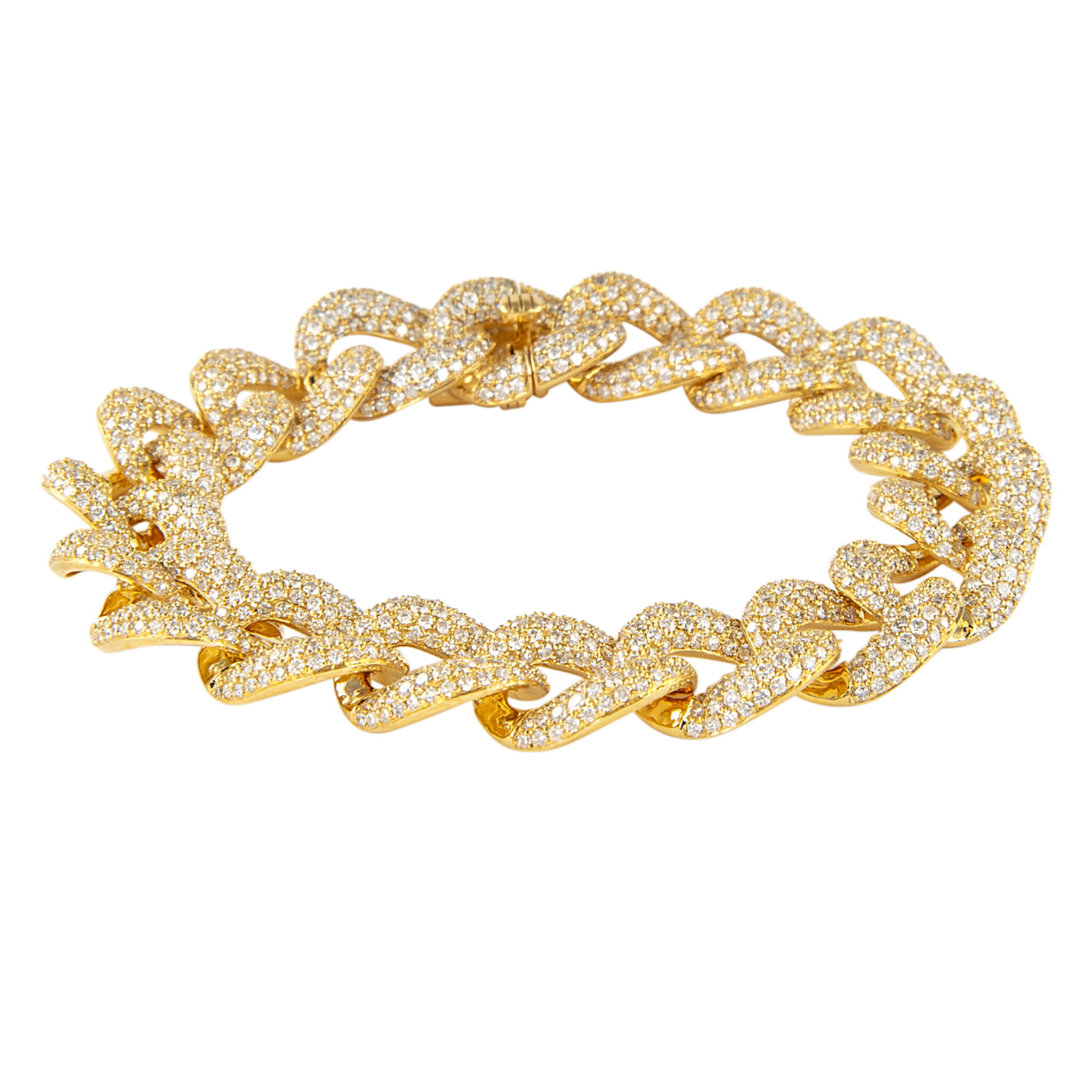 Gold and 11.35ct Diamond Cuban Link Bracelet — view 1