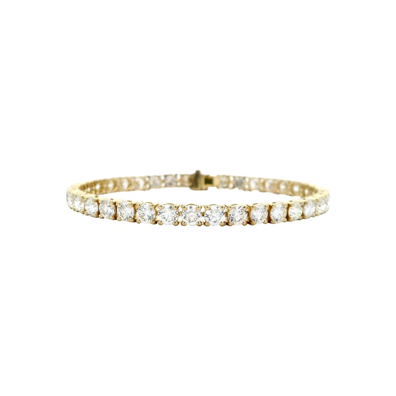 Gold and 11.40ctw Round Brilliant Cut Diamond Tennis Bracelet