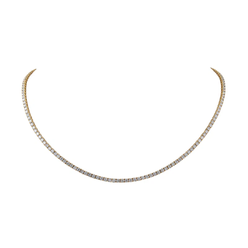 Gold and 11.40ctw Round Brilliant Cut Diamond Tennis Necklace