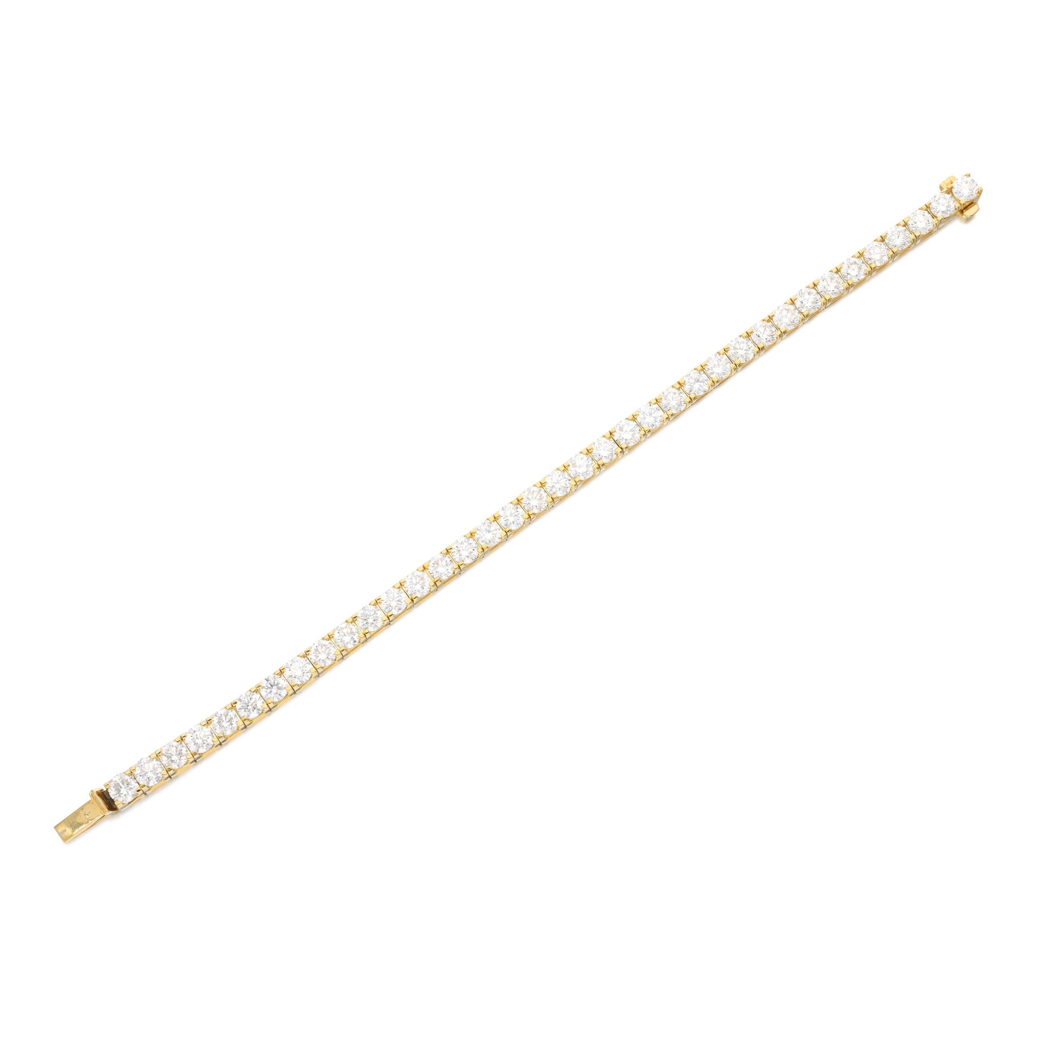 Gold and 11.90ctw Round Brilliant Cut Diamond Tennis Bracelet — view 1