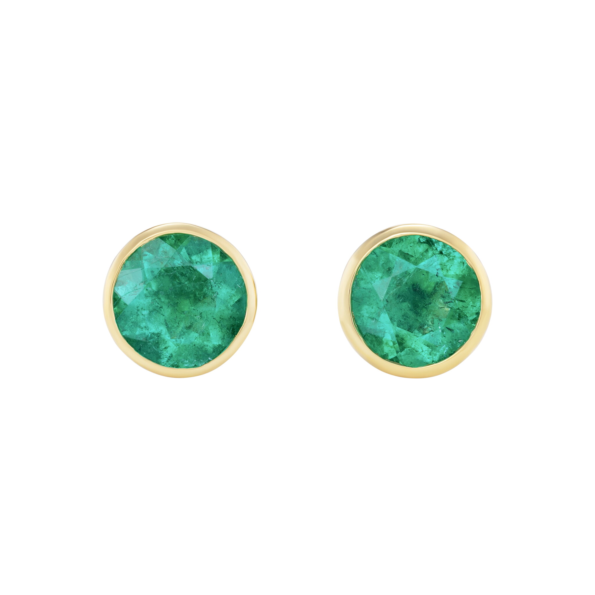 Gold and 1.30ctw Emerald Stud Earrings — view 1