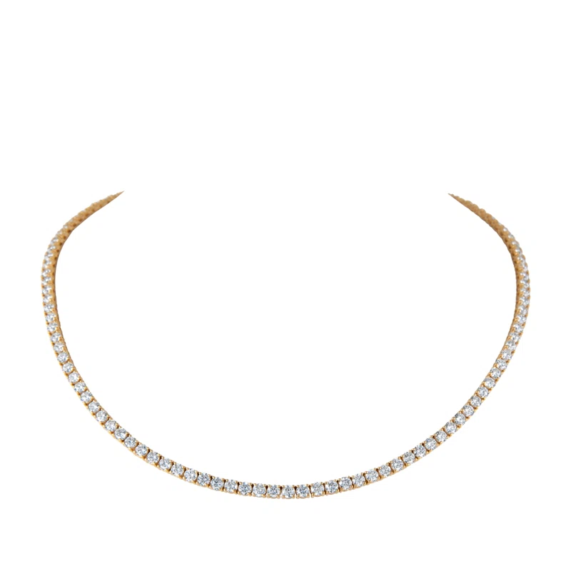 Gold and 14.95ctw Round Brilliant Cut Diamond Tennis Necklace