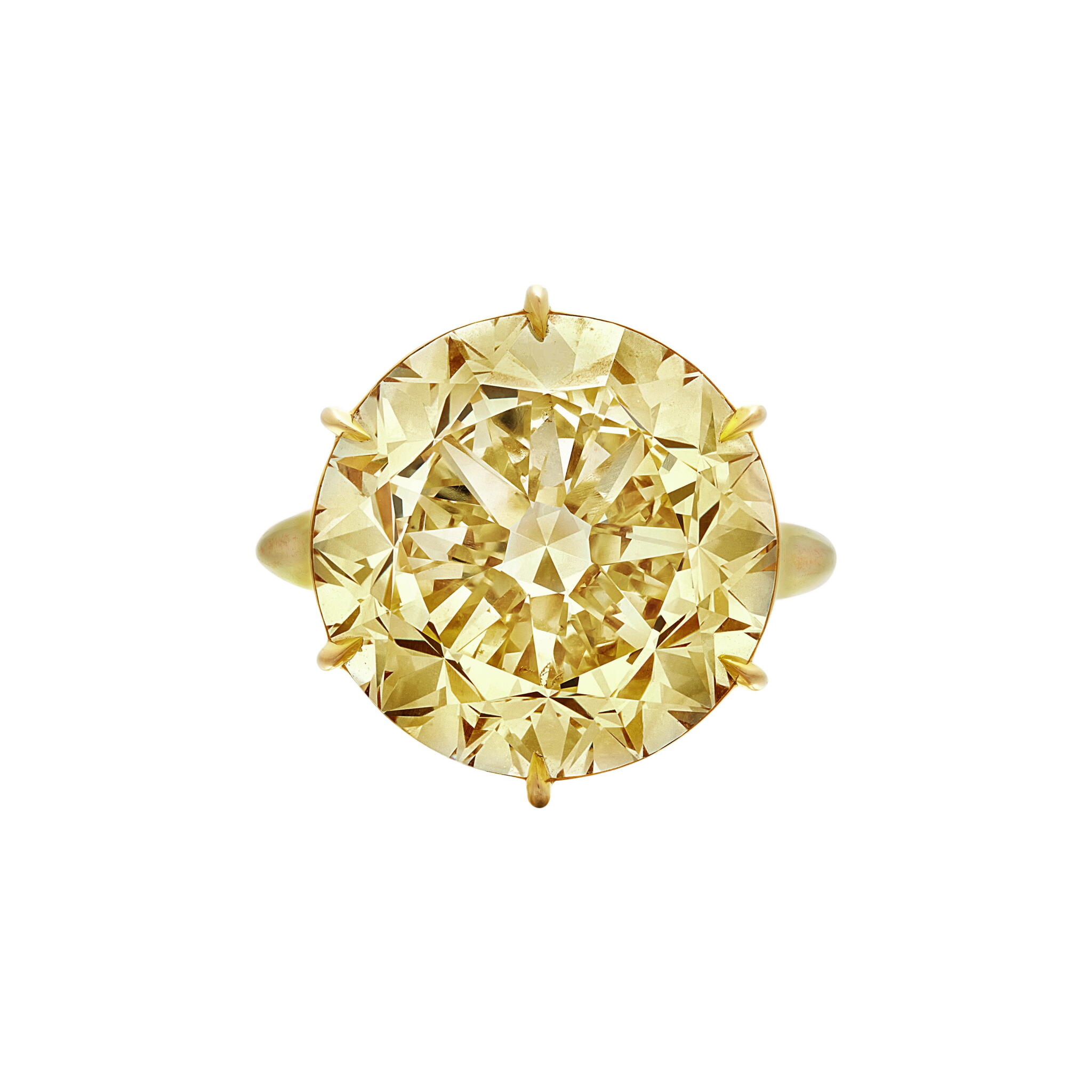 Gold and 16.10ct Round Brilliant Cut Fancy Yellow Diamond Ring — view 1