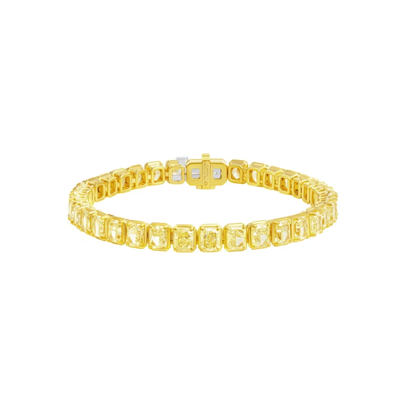 Gold and 18.40ctw Radiant Cut Yellow Diamond Tennis Bracelet
