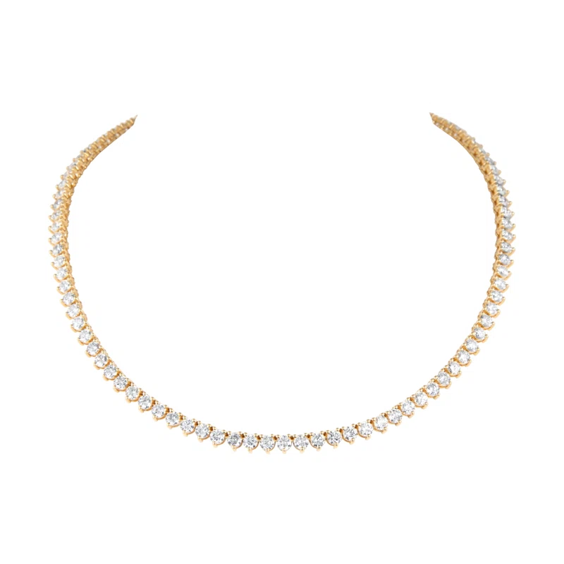 Gold and 19.40ctw Round Brilliant Cut Diamond Rivière Necklace