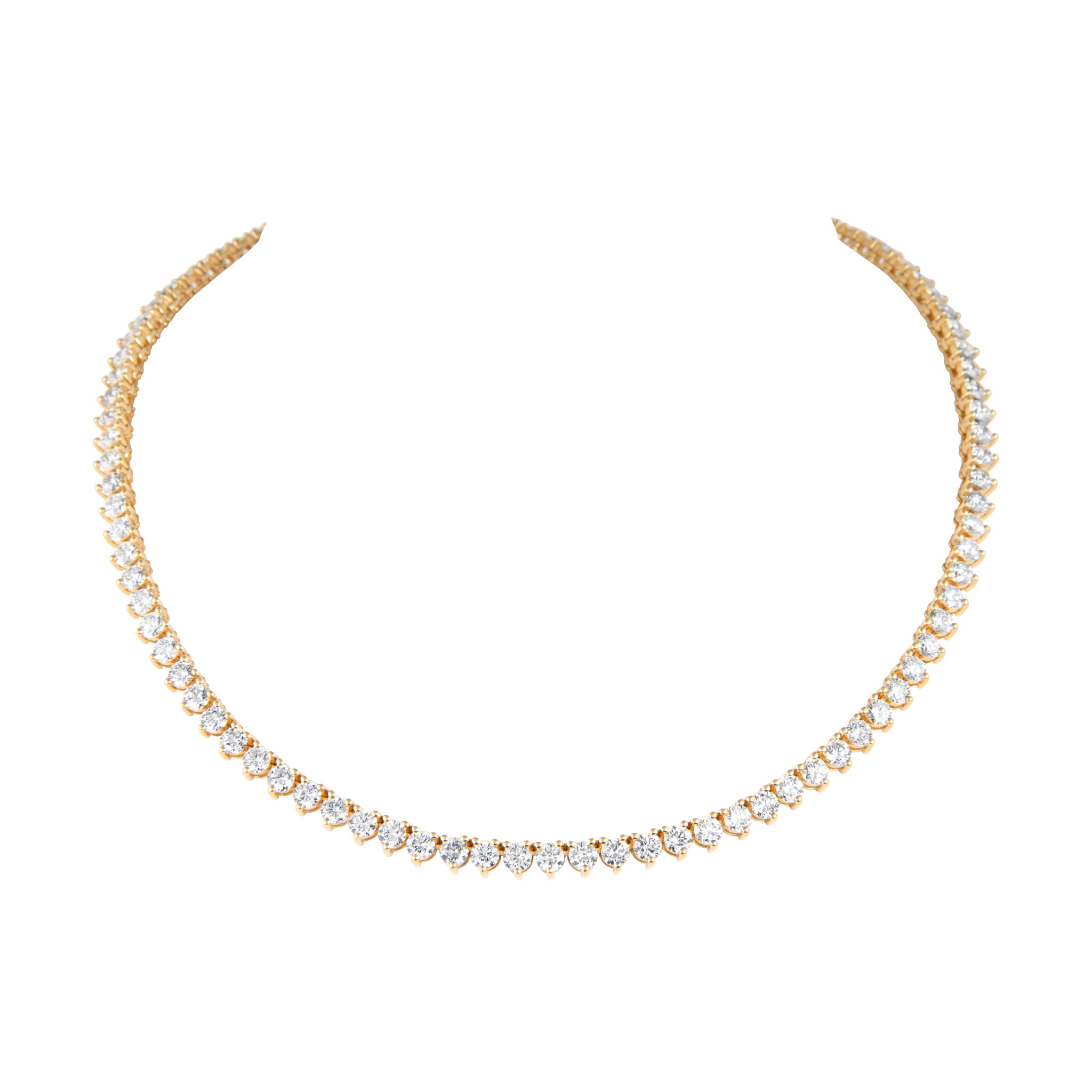 Gold and 19.40ctw Round Brilliant Cut Diamond Rivière Necklace — view 1