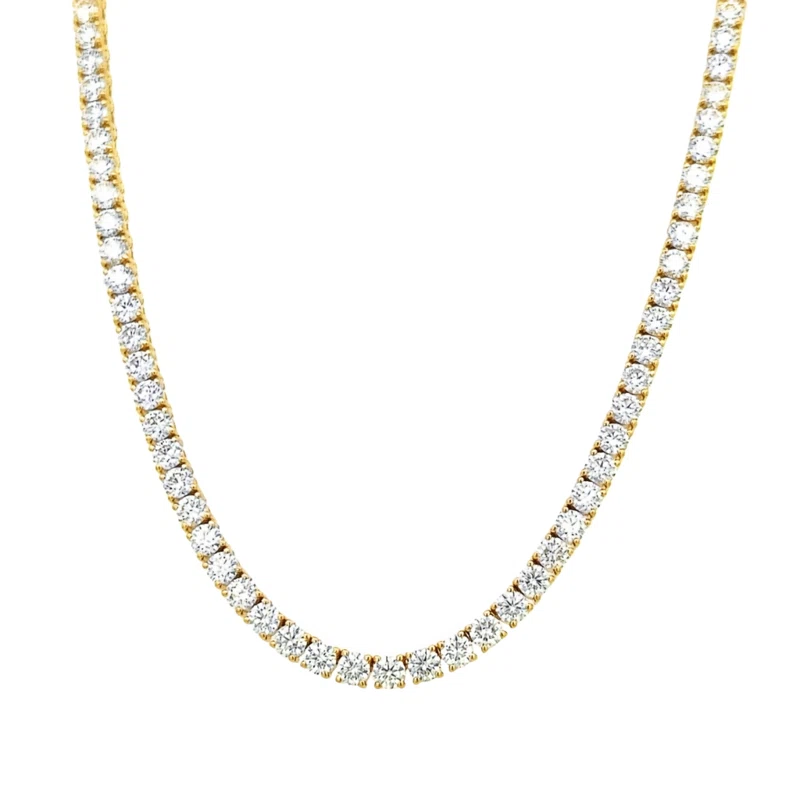 Gold and 22.75ctw Round Brilliant Cut Diamond Tennis Necklace