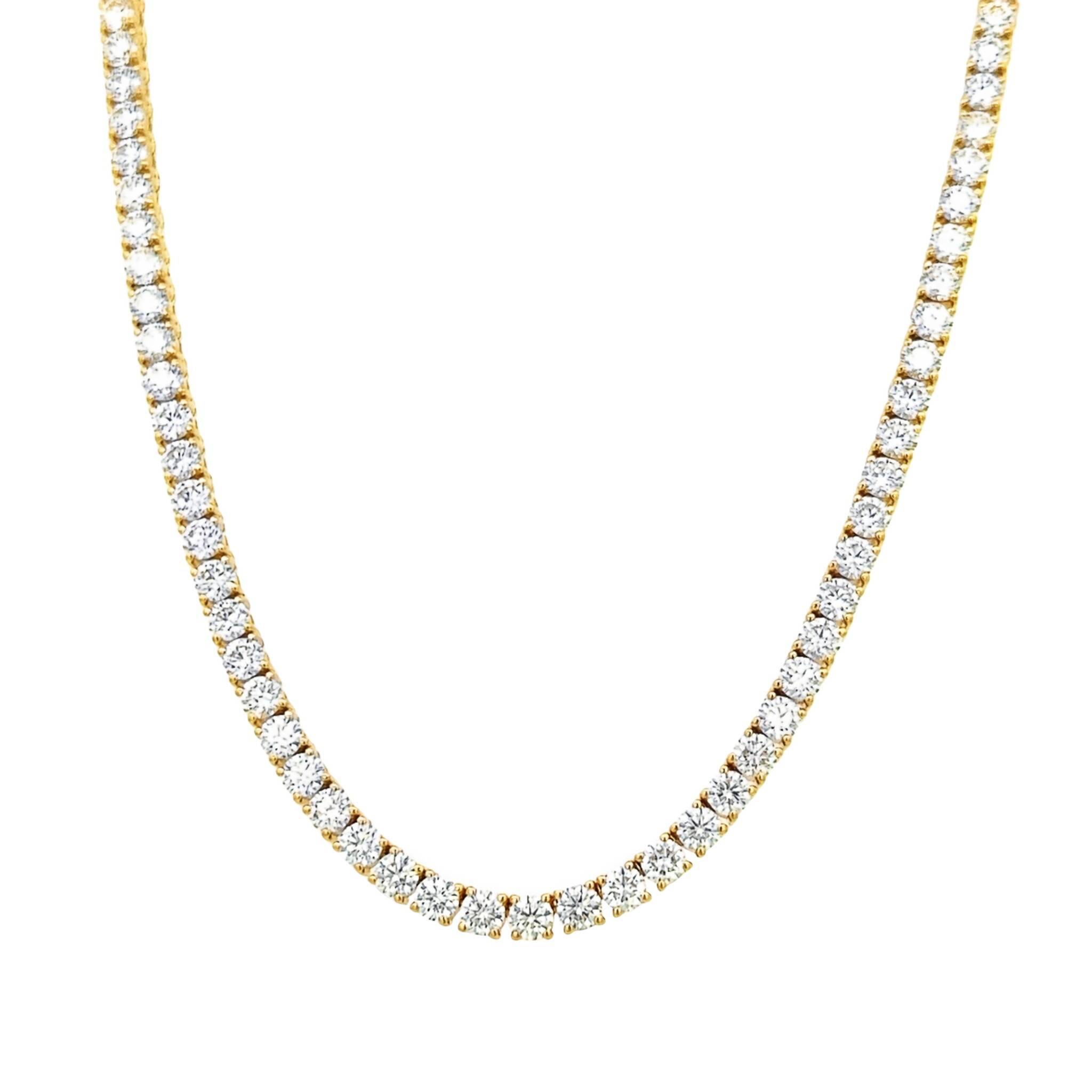 Gold and 22.75ctw Round Brilliant Cut Diamond Tennis Necklace — view 1