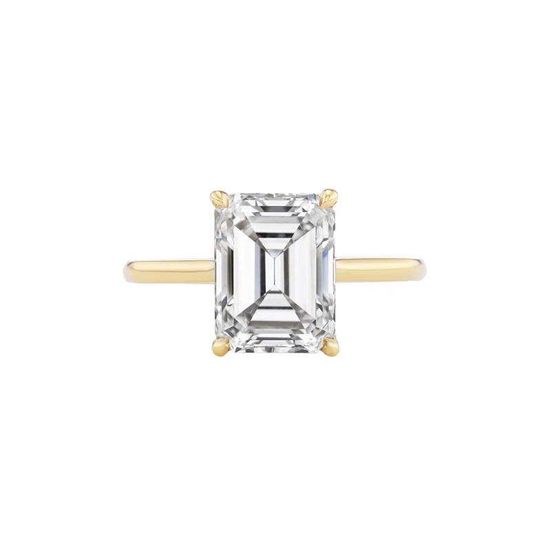 Gold and 3.05ct Emerald Cut Diamond Engagement Ring