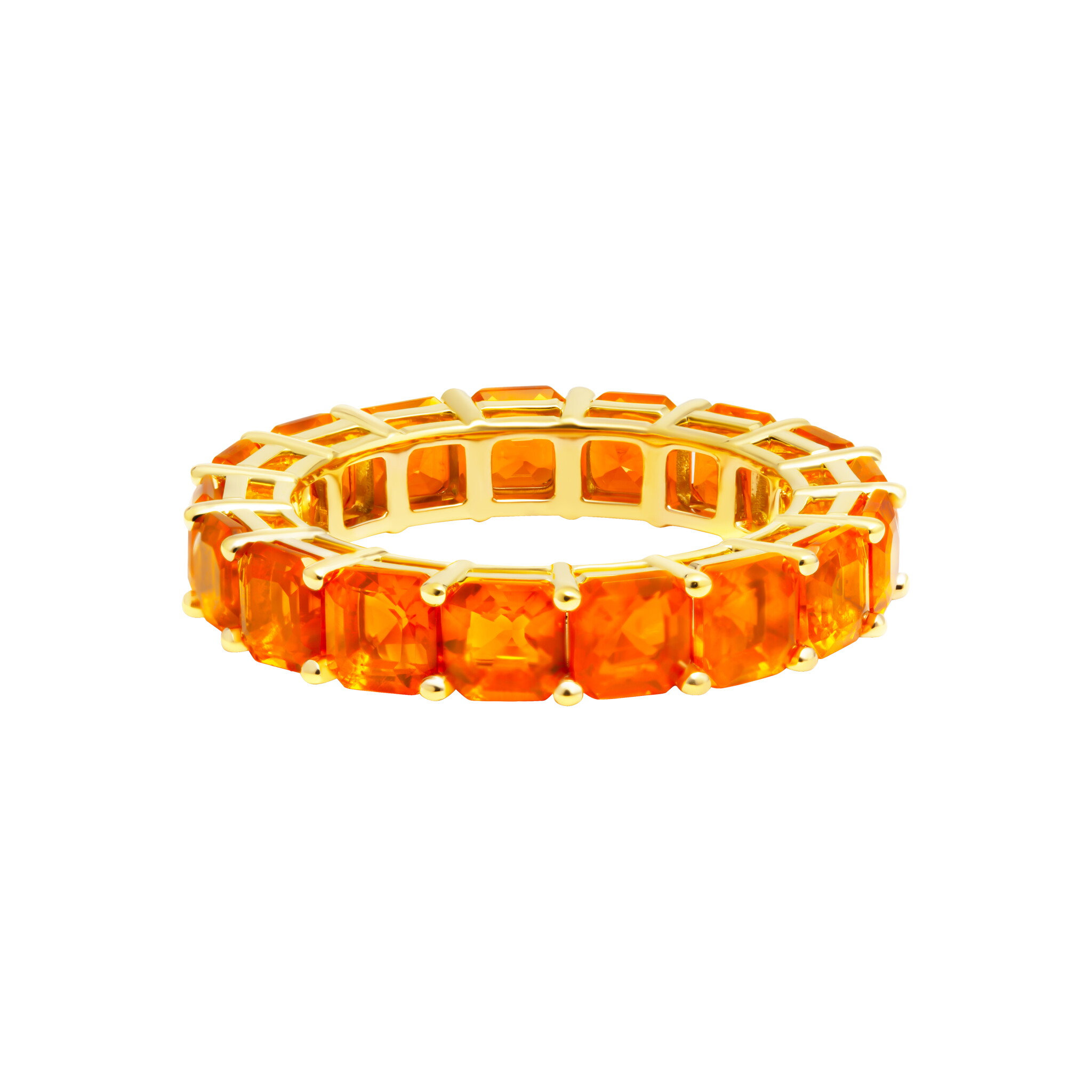 Gold and 3.75ctw Fire Opal Eternity Band Ring — view 1