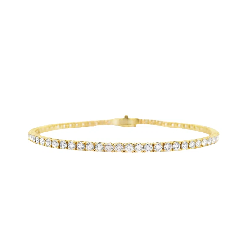 Gold and 4.05ctw Round Brilliant Cut Diamond Tennis Bracelet