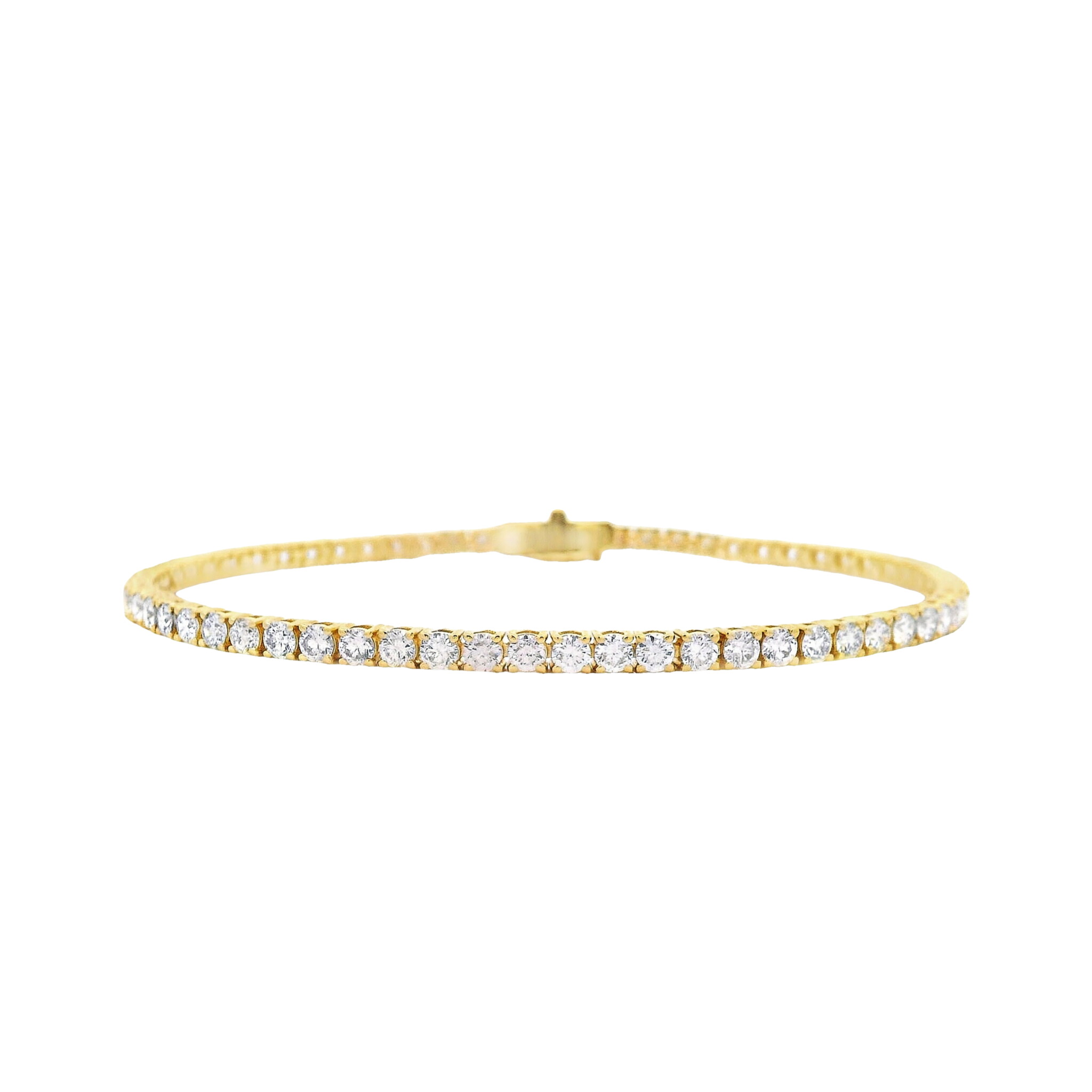 Gold and 4.05ctw Round Brilliant Cut Diamond Tennis Bracelet — view 1