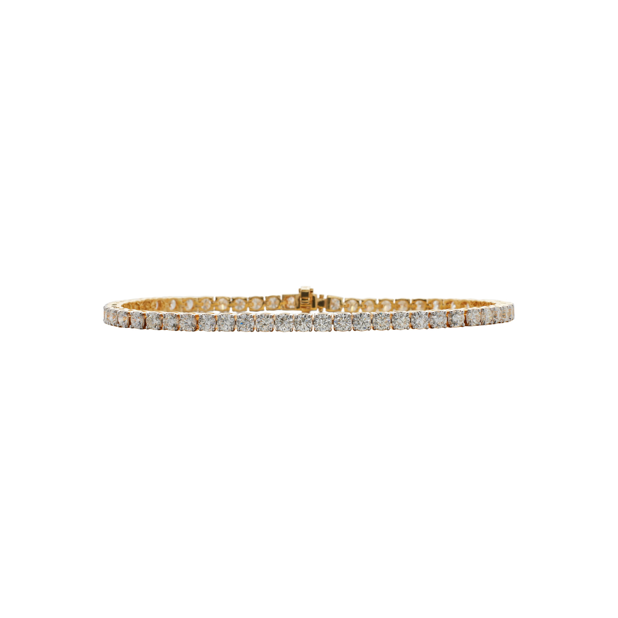 Gold and 4.55ctw Round Brilliant Cut Diamond Tennis Bracelet — view 1