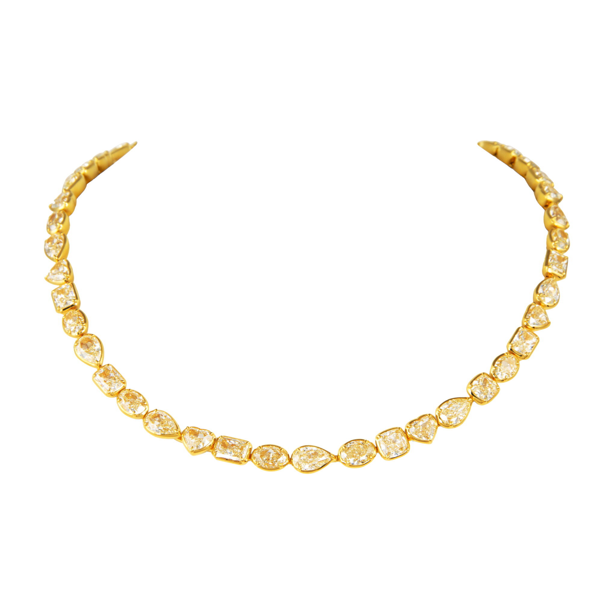 Gold and 49.95cts Fancy Cut Yellow Diamond Line Necklace — view 1