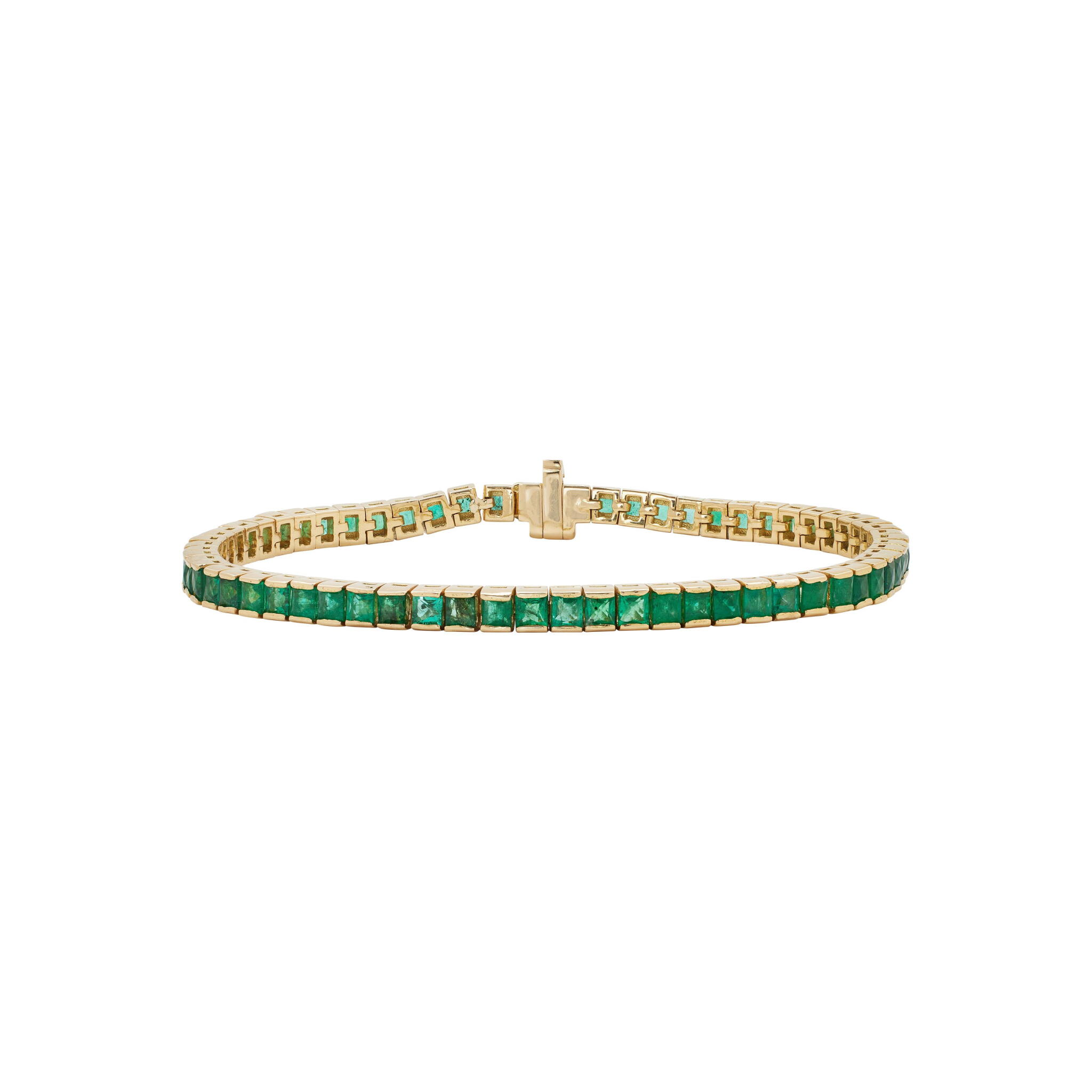 Gold and 5.00ctw Emerald Tennis Bracelet — view 1