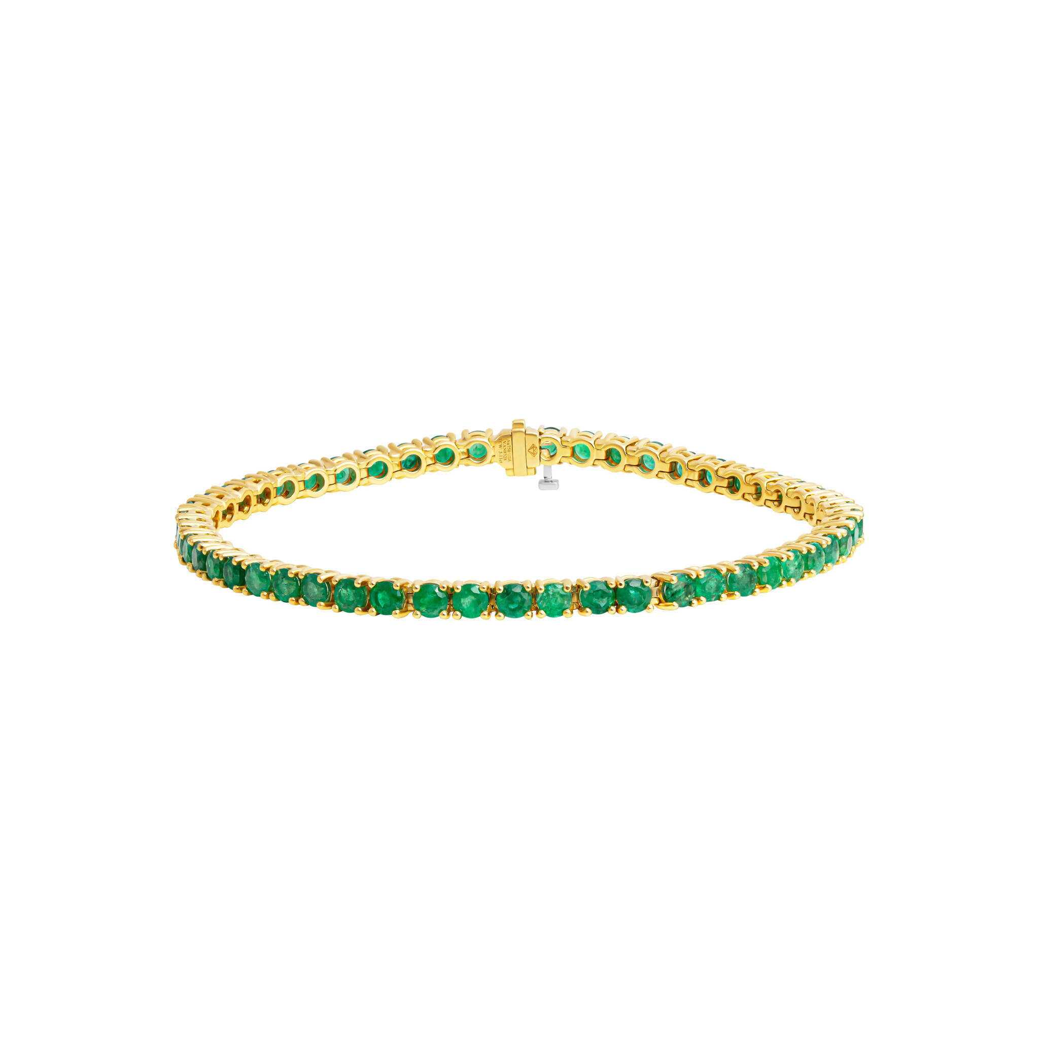 Gold and 5.10ctw Emerald Tennis Bracelet — view 1